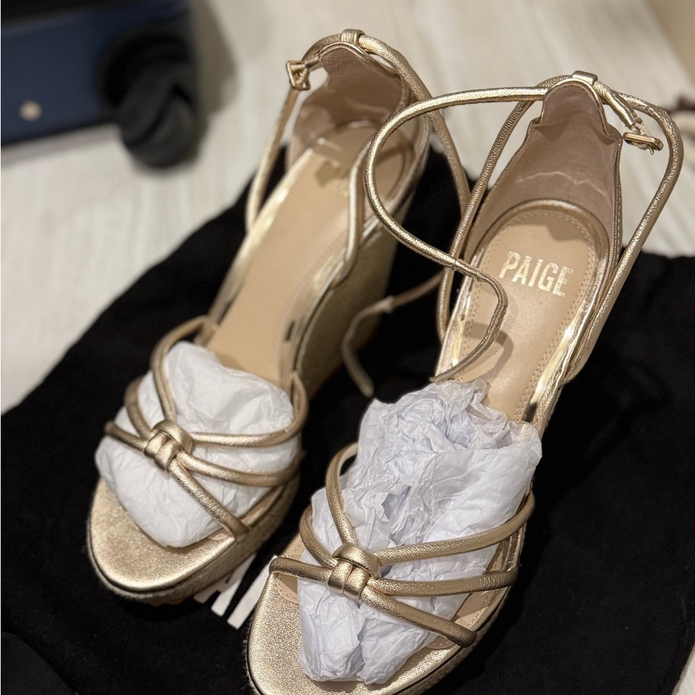 Paige Gold Strappy Heels